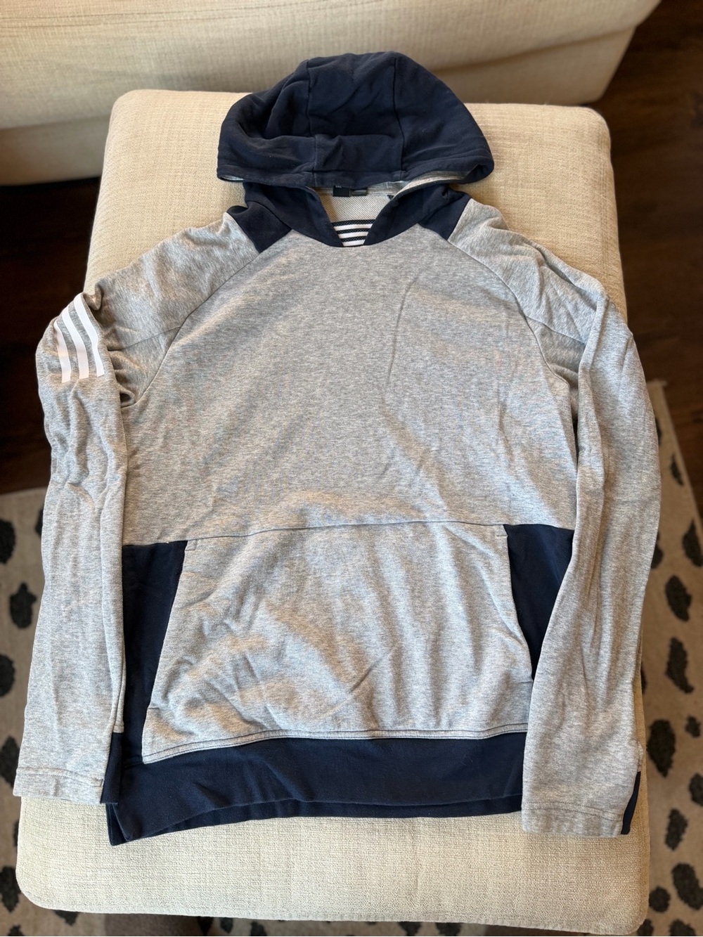 adidas Heather Gray and Navy Hooded Pullover
